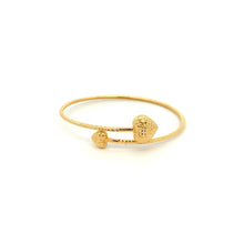 Load image into Gallery viewer, 18K Yellow Gold Bracelet Bangle Heart Size Size 6.5 inches