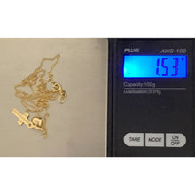 Load image into Gallery viewer, 18K Gold Necklace Chain 17.75" Curb with Cross Heart Pendant 1.53 grams - Rafant
