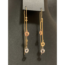 Load image into Gallery viewer, 18K Gold Earrings Dangle Threader Hearts 3.03 grams Tricolor - Rafant