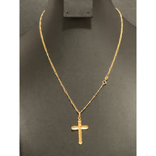 Load image into Gallery viewer, 18K Gold Necklace Chain Figaro 17.75 inches with Cross Pendant 2.88 grams - Rafant