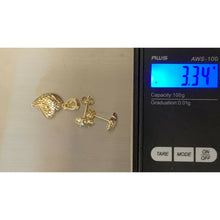 Load image into Gallery viewer, 18K Saudi Gold Stud Heart Earrings Puffed Heart Pendant Set - Rafant