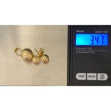 Load image into Gallery viewer, 18K Saudi Gold Stud Ball Earrings and Pendant Set - Rafant