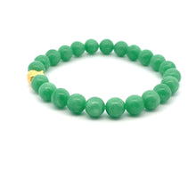 Load image into Gallery viewer, 24K Gold Money Bag Lucky Charm Bracelet Gemstones Natural Green Jadeite Jade 8mm - Rafant