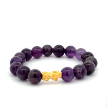Load image into Gallery viewer, 24K Gold Piyao Pixiu Dragon Lucky Charm Bracelet Natural Gemstones Birthstones Feng Shui 9.5mm - 10mm - Rafant