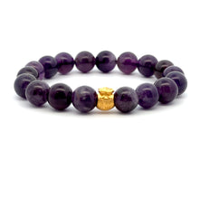 Load image into Gallery viewer, 24K Gold Money Bag Lucky Charm Bracelet Gemstones Birthstones Feng Shui 9.5-10mm Beads - Rafant