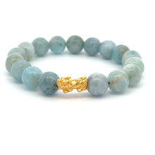 Load image into Gallery viewer, 24K Gold Piyao Pixiu Dragon Lucky Charm Bracelet Natural Gemstones Birthstones Feng Shui 9.5mm - 10mm - Rafant