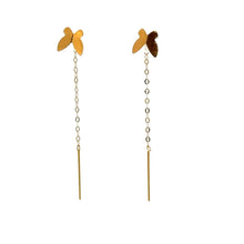Load image into Gallery viewer, 18K Gold Earrings Butterfly Threader Very Tiny 0.24 grams - Rafant