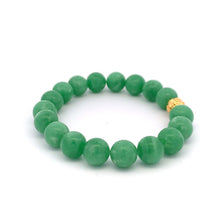 Load image into Gallery viewer, 18K Gold Money Coin Ball Lucky Charm Bracelet Gemstones Natural Green Jadeite Jade 6.5" - Rafant