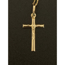 Load image into Gallery viewer, 18K Saudi Gold Necklace Chain Curb 17.75" with Cross Pendant 1.36 grams - Rafant