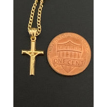 Load image into Gallery viewer, 18K Gold Necklace Chain 18 inches with Cross Pendant 1.81 grams - Rafant