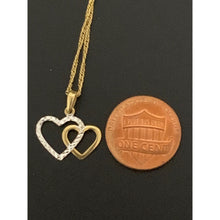 Load image into Gallery viewer, 18K Gold Necklace Chain 18 inches with Double Heart Pendant 1.71 grams - Rafant