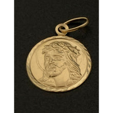 Load image into Gallery viewer, 18K Yellow Gold Pendant Round Circle Jesus Christ Face - Rafant