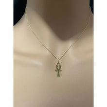 Load image into Gallery viewer, 18K Saudi Gold Necklace Chain 15.50" w/ Cross Ankh Pendant 1.98 grams - Rafant
