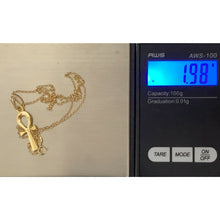 Load image into Gallery viewer, 18K Saudi Gold Necklace Chain 15.50" w/ Cross Ankh Pendant 1.98 grams - Rafant