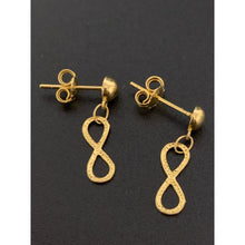 Load image into Gallery viewer, 18K Gold Earrings Post Dangling Infinity 1.42 grams - Rafant