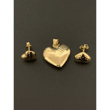 Load image into Gallery viewer, 18K Gold Pendant Puffed Heart Pendant Earrings Set 6.25 grams - Rafant