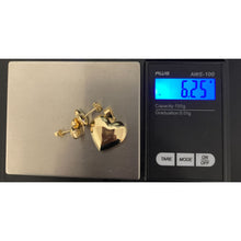 Load image into Gallery viewer, 18K Gold Pendant Puffed Heart Pendant Earrings Set 6.25 grams - Rafant