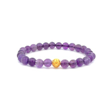 Load image into Gallery viewer, 18K Gold Ball Bead Coin Lucky Charm Bracelet Natural Gemstones 6mm Birthstones - Rafant