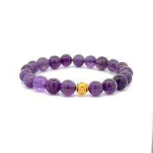 Load image into Gallery viewer, 18K Gold Ball Bead Coin Lucky Charm Bracelet Natural Gemstones Birthstones 8mm - Rafant