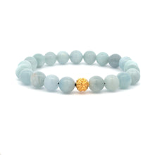 Load image into Gallery viewer, 18K Gold Ball Bead Coin Lucky Charm Bracelet Natural Gemstones Birthstones 8mm - Rafant