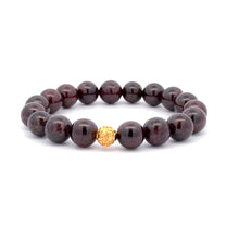 Load image into Gallery viewer, 18K Gold Ball Bead Coin Lucky Charm Bracelet Natural Gemstones Birthstones 8mm - Rafant