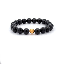 Load image into Gallery viewer, 18K Gold Ball Bead Coin Lucky Charm Bracelet Natural Gemstones Birthstones 8mm - Rafant