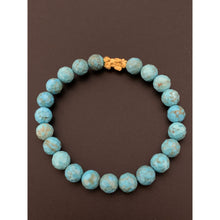 Load image into Gallery viewer, 24K Gold Piyao Pixiu Lucky Charm Bracelet Blue Turquoise Gemstones - Rafant