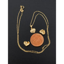 Load image into Gallery viewer, 18K Gold Necklace Chain 16 inches Heart Pendant with Earrings Sets 1.65 grams - Rafant