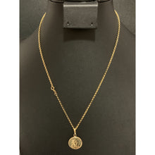 Load image into Gallery viewer, 18K Gold Necklace  Rolo Chain 17.50 inches with Mother Mary Round Pendant 2.35 grams - Rafant