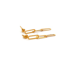 Load image into Gallery viewer, 18K Gold Earrings Drop Dangle Post Paperclip 0.53 grams - Rafant