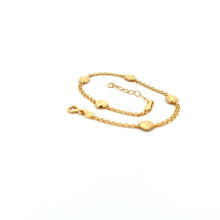 Load image into Gallery viewer, 18K Yellow Gold Bracelet Heart Charms 6.75 inches plus one inch extension - Rafant