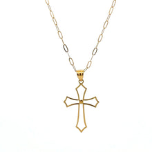 Load image into Gallery viewer, 18K Gold Necklace Chain 18 inches Paperclip Pendant Cross 1.25 grams - Rafant