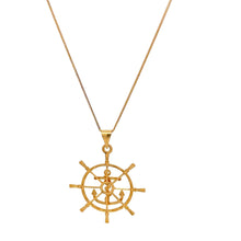 Load image into Gallery viewer, 18K Gold Necklace Chain 17.5 inches Pendant Anchor Wheel 1.29 grams - Rafant