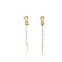 Load image into Gallery viewer, 18K Yellow Gold Earrings Threader Drop Infinity Tiny 0.28 grams - Rafant