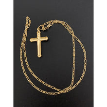 Load image into Gallery viewer, 18K Gold Necklace Chain Figaro 17.75 inches with Cross Pendant 2.88 grams - Rafant