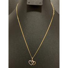 Load image into Gallery viewer, 18K Gold Necklace Chain 18 inches with Double Heart Pendant 1.71 grams - Rafant