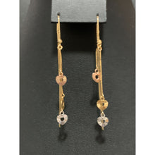 Load image into Gallery viewer, 18K Gold Earrings Dangle Threader Hearts 3.03 grams Tricolor - Rafant