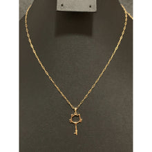 Load image into Gallery viewer, 18K Gold Necklace Chain Paperclip 15.75 inches Key Pendant 1.60 grams - Rafant