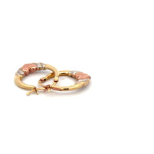Load image into Gallery viewer, 18K Gold Earrings Hoops Heart Tricolor 1.10 grams Small - Rafant