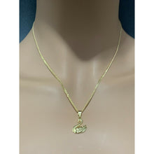 Load image into Gallery viewer, New Real 18K Saudi Gold Necklace Curb 18" Chain Swan Japan Gold Pendant - Rafant