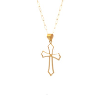 Load image into Gallery viewer, 18K Gold Necklace Chain 18 inches Paperclip Pendant Cross 1.25 grams - Rafant