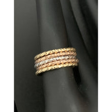 Load image into Gallery viewer, 18K Gold Ring Five Days Tricolor White Yellow Rose 1.65 grams Size 6 - Rafant