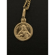 Load image into Gallery viewer, 18K Gold Necklace Chain 17.50" with Circle Round Sacred Heart Pendant 2.16 grams - Rafant