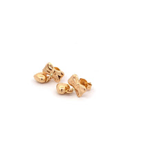 Load image into Gallery viewer, 18K Yellow Gold Earrings Heart Ribbon Earrings Drop 1.52 grams Small - Rafant