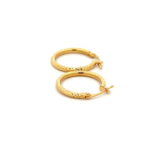 Load image into Gallery viewer, 18K Gold Earrings Hoops Textured Small 1.36 grams - Rafant