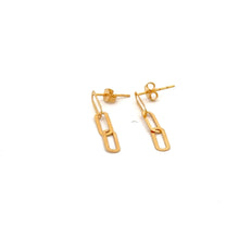 Load image into Gallery viewer, 18K Gold Earrings Drop Dangle Post Paperclip 0.53 grams - Rafant