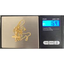 Load image into Gallery viewer, 18K Gold Necklace Chain Rope 17.50 inches with Cross Pendant 1.64 grams with Defects Chain Kinks - Rafant