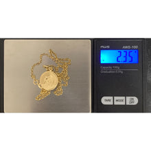 Load image into Gallery viewer, 18K Gold Necklace  Rolo Chain 17.50 inches with Mother Mary Round Pendant 2.35 grams - Rafant