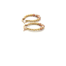 Load image into Gallery viewer, 18K Gold Earrings Hoops Beads Tricolor 1.14 grams Small - Rafant