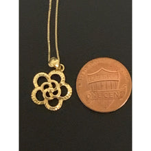 Load image into Gallery viewer, 18K Gold Necklace Box Chain 17.50" with Flower Pendant - Rafant